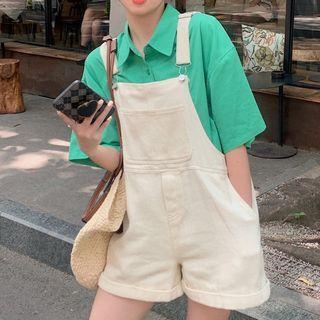 Short-sleeve Shirt / Denim Jumper Shorts
