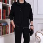 Set: Lettering Zip Jacket + Long-sleeve T-shirt + Pants