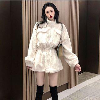 Long-sleeve Turtleneck Mini A-line Dress