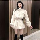 Long-sleeve Turtleneck Mini A-line Dress