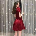 Short-sleeve Sequined A-line Mini Dress