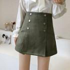 Double-breasted A-line Mini Skirt