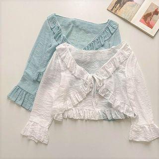 Long-sleeve V-neck Light Shirt