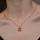 Cherry Rhinestone Pendant Alloy Necklace 01-8113 - Rose Gold - One Size