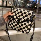 Checkerboard Flap Crossbody Bag Plaid - Black & White - One Size