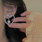 Heart Stud Earring 1 Pair - 1527a - Silver - One Size