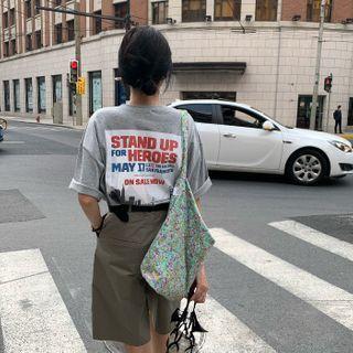 Letter Printed Short-sleeve T-shirt / Loose Fit Plain Shorts