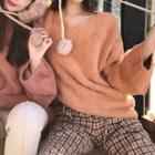 Pom Pom Furry Cable Knit Beanie