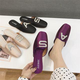 Rhinestone Square-toe Mules
