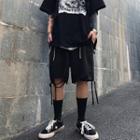 Distressed Straight-cut Shorts