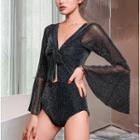 Bell-sleeve Cut-out Swimsuit