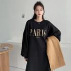 Paris Letter Midi Sweatshirt Dress