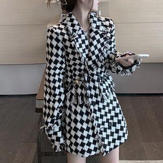 Checkered Fringed Trim Jacket