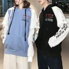 Couple Matching Lettering Paneled Hoodie