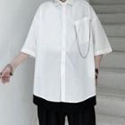Two-tone Panel Chain Elbow-sleeve Shirt