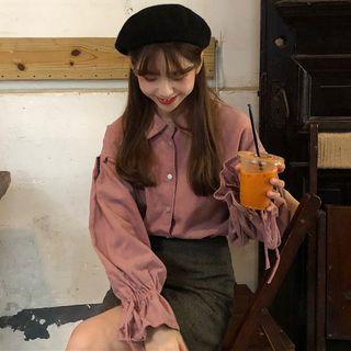 Lantern-sleeve Shirt / V-neck Shirt