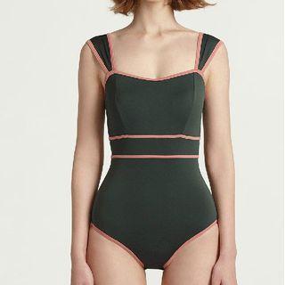 Contrast Trim Sleeveless Swimsuit