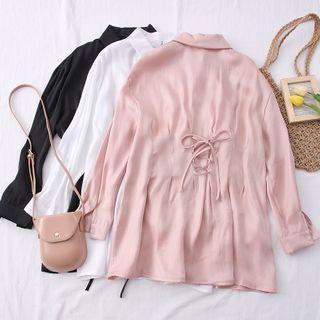 Tie-back Ruched Mini Shirtdress