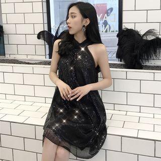 Glitter Sleeveless A-line Dress