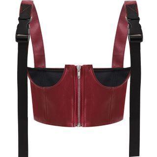 Faux Leather Buckled Top