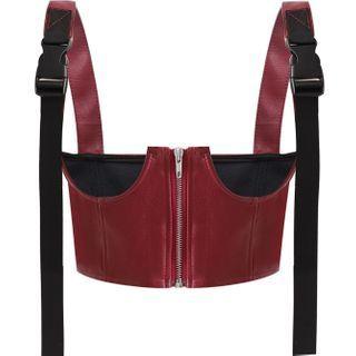 Faux Leather Buckled Top