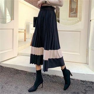 Two-tone Pleather Maxi Skirt