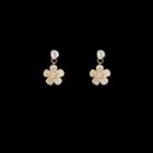 Floral Drop Ear Stud 1 Pair - Gold Plating Needle - Earring - Gold - One Size