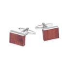 Fashion High-end Mahogany Wooden Geometric Rectangular Cufflinks Silver - One Size