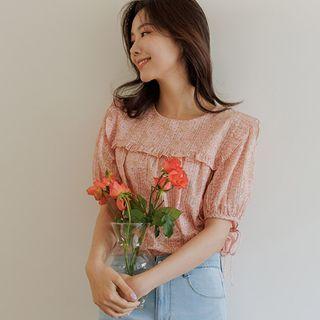 Tie-cuff Frilled-collar Paisley Blouse