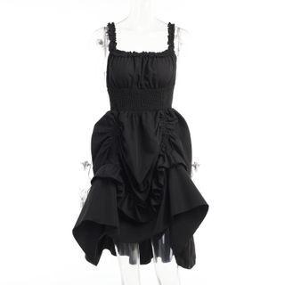 Spaghetti Strap Ruffled Irregular A-line Dress