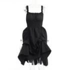 Spaghetti Strap Ruffled Irregular A-line Dress