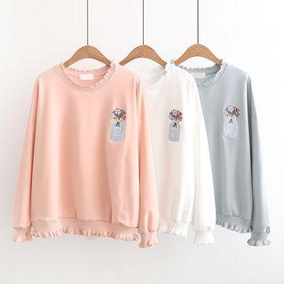 Floral Embroidered Long-sleeve Thin Sweater
