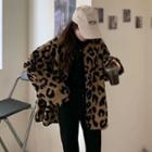 Leopard Print Buttoned Jacket Leopard - One Size