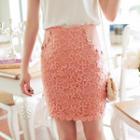 Buttoned Lace Skirt