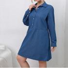 Long Sleeve Shirt Collar Denim Dress