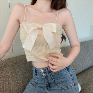 Spaghetti Strap Bow Accent Knit Top