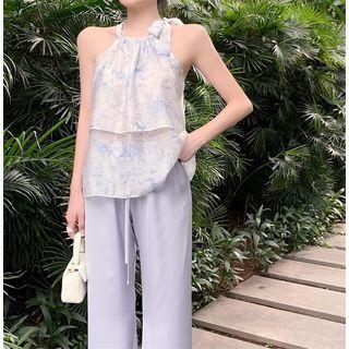 Floral Halter Top / Wide Leg Pants