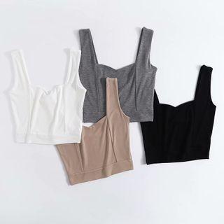 Square-neck Sleeveless Plain Top