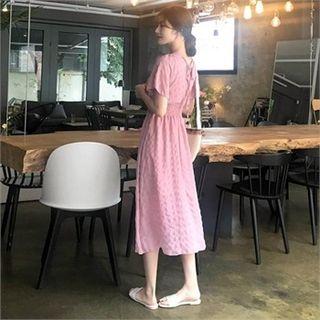 Tie-back Smocked-waist Long Dress