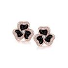 Plated Rose Gold-plated Three-leafed Clover Earrings With White Austrian Element Crystal Rose Gold - One Size