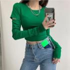 Cutout-sleeve Slim-fit Crop T-shirt In 5 Colors