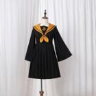 Long-sleeve Sailor Pleated A-line Dress