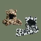 Leopard Print Animal Ear Hooded Scarf