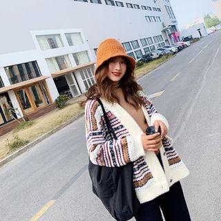 Ethnic-print Knit Cardigan
