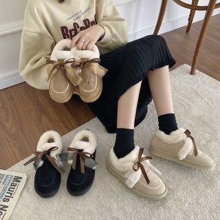 Ribbon Faux Fur Snow Boots