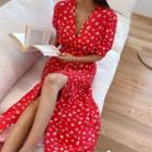 Button-up Shirred Maxi Floral Dress