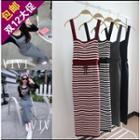 Drawstring Midi Knit Pinafore Dress