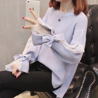 Mock Two-piece Flare-sleeve Sweater