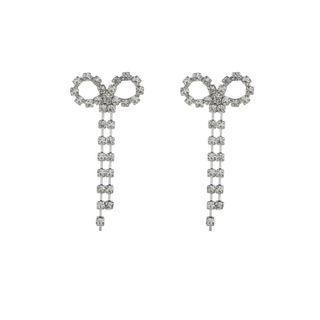 Rhinestone Drop Earring 1 Pair - Transparent & Silver - One Size