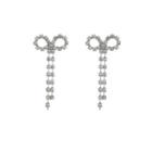 Rhinestone Drop Earring 1 Pair - Transparent & Silver - One Size
